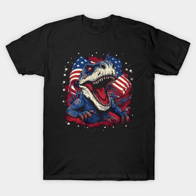 Patriotic Dinosaur T-Shirt by JH Mart